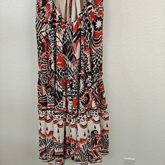 Anthropologie Tired Geometric Print Short Sleeve V Neck Maxi Dress Women's Sz LP - Picture 13 of 16